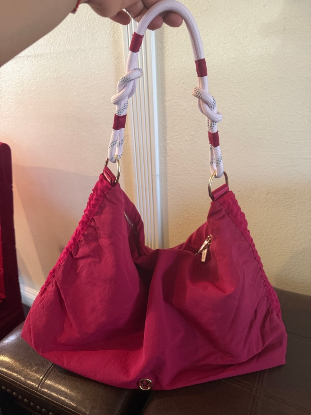 lululemon athletica Pink Shoulder Tote with White Rope Handle 16L